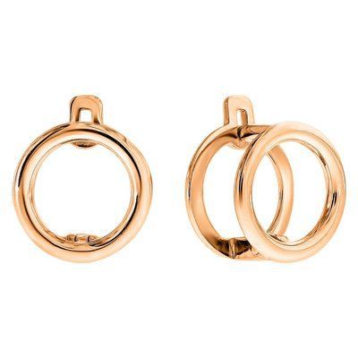 Double Circle Lever back Earrings in 14K Rose Gold