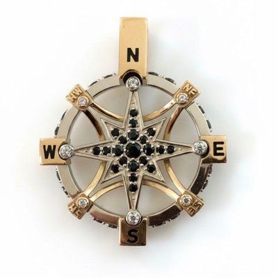 Wind Rose Pendant in 14K/585 Rose and White Gold