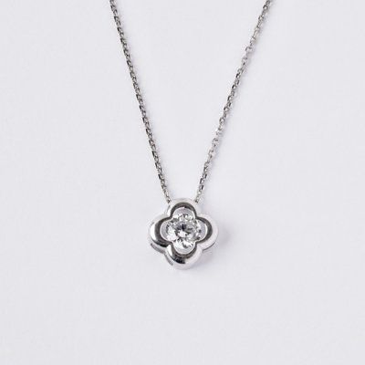 925 Sterling Silver Clover Necklace with Cubic Zirconia