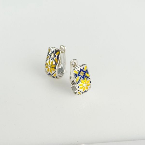 925 Sterling Silver Vyshyvanka Earrings with Enamel