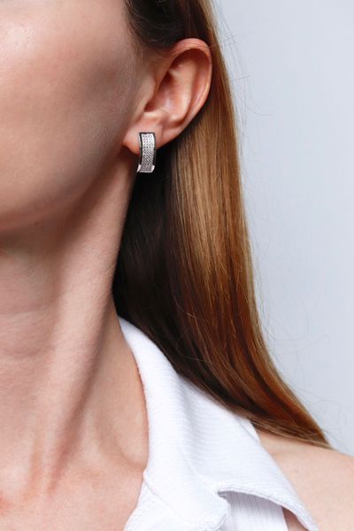 925 Sterling Silver Lever Back Earrings with Cubic Zirconia