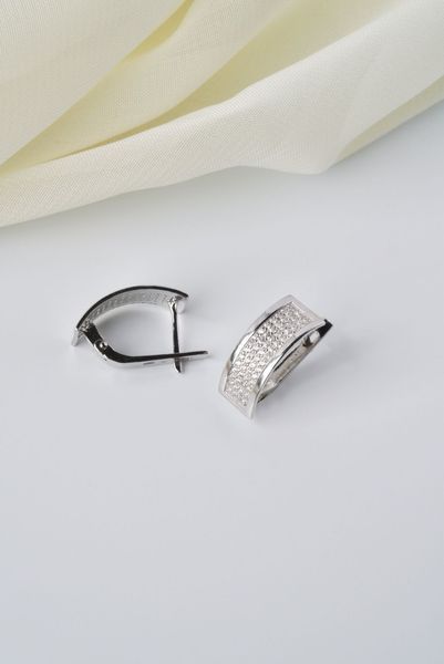 925 Sterling Silver Lever Back Earrings with Cubic Zirconia
