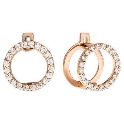 Lever Back Circles Earrings in 14K rose Gold with Zirconium