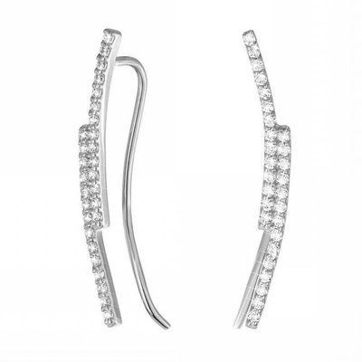 Ear Climber in 14K White Gold with Cubic Zirconia