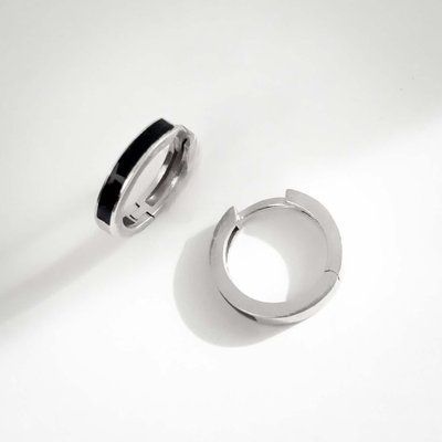 925 Sterling Silver Earrings with Black Enamel