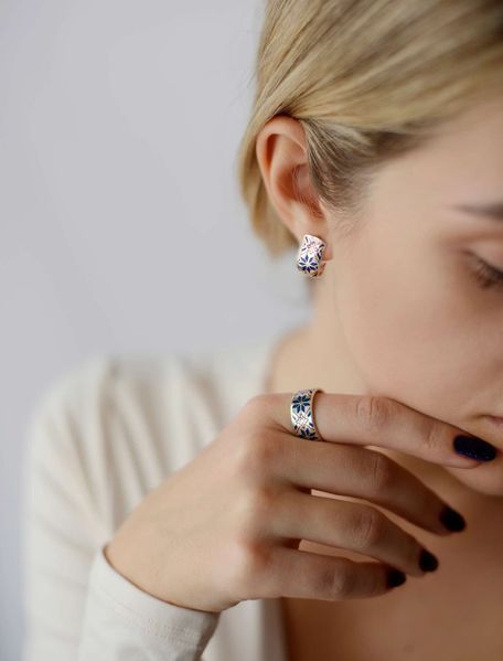 925 Sterling Silver Vyshyvanka Ring with Enamel