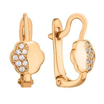 Lever Back Flowers Earrings with Cubic Zirconia