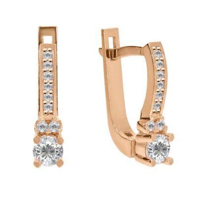 Lever Back Earrings in 14K/585 Rose Gold with Cubic Zirconia
