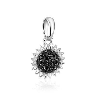 925 Sterling Silver Sunflower Pendant with Cubic Zirconia