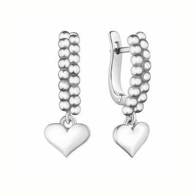 925 Sterling Silver Drop Heart Earrings