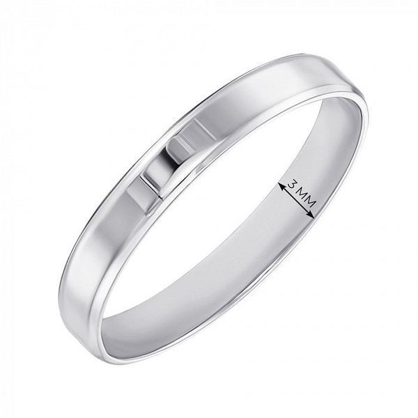 Modern Wedding Band/Ring in 14K White Gold 3 mm