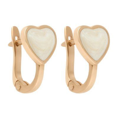 Lever Back Hearts Earrings in 14K Rose Gold with Enamel
