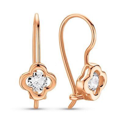Flowers Earrings in 14K Rose Gold with Cubic Zirconia