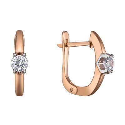 Lever Back Earrings in 14K Rose Gold with Cubic Zirconia