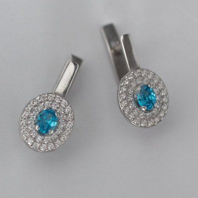 Sterling Silver Lever Back Earrings with Cubic Zirconia