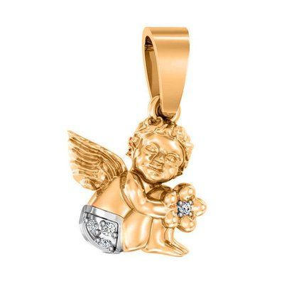 Angel Pendant in 14K Rose Gold with Cubic Zirconia