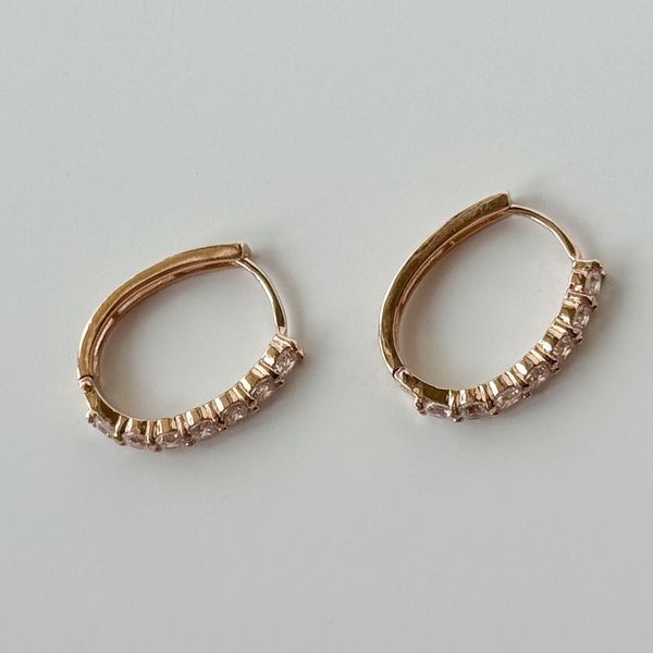 Hoop Earrings in 14K/585 Rose Gold with Cubic Zirconia