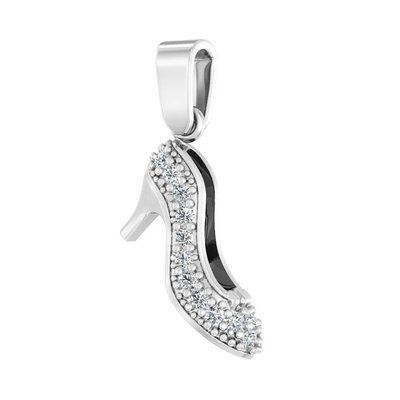 Pump Pendant in 14K White Gold with Cubic Zirconia