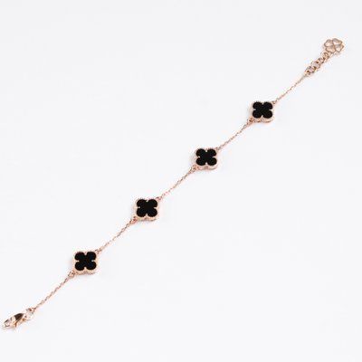 Clover Bracelet in 14K/585 Rose Gold with Onyx