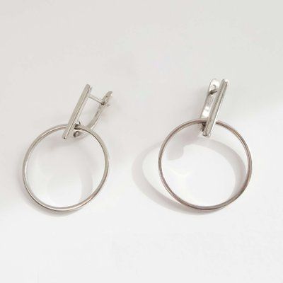 925 Sterling Silver Drop Circle Earrings