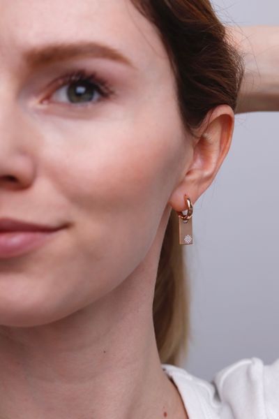 Drop Vyshyvanka Earrings in 14K/585 Rose Gold with Enamel