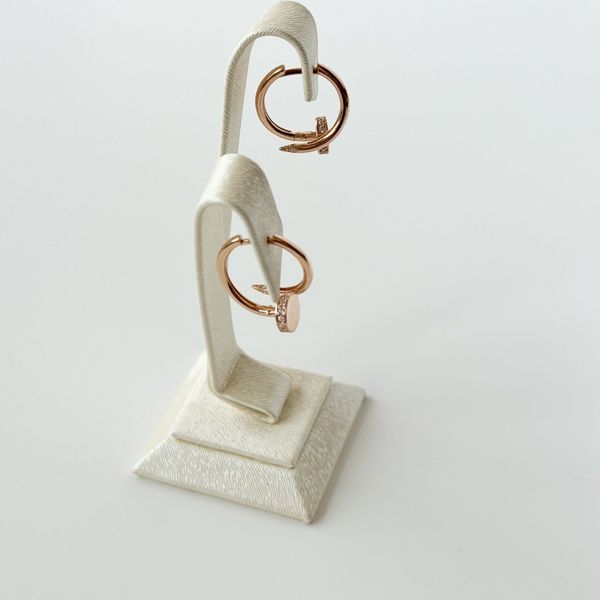 Hoop Earrings Nail in 14K/585 Rose Gold with Cubic Zirconia