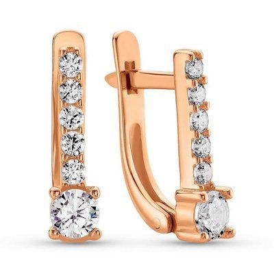 Lever Back Earrings in 14K Rose Gold with Cubic Zirconia