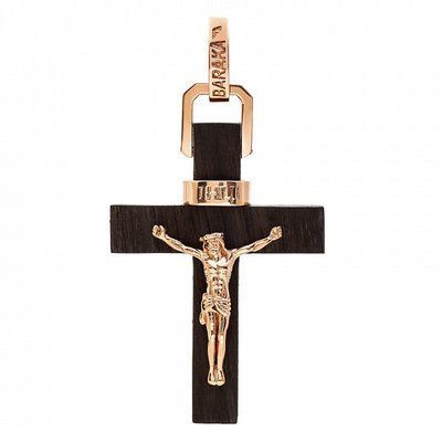 Cross in 14K Rose Gold and Ebony Wood
