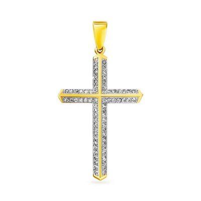 Cross in 14K Yellow Gold with Cubic Zirconia