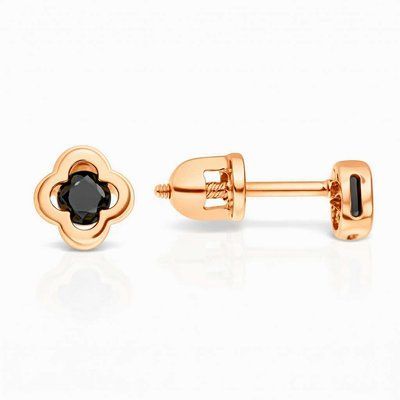 Clover Stud Earrings in 14K/585 Rose Gold with Cubic Zirconia