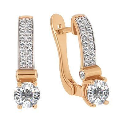 Lever Back Earrings in 14K Rose Gold with Cubic Zirconia