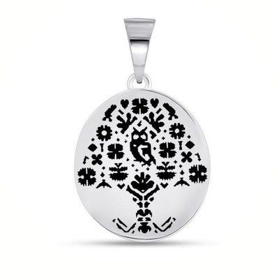 925 Sterling Silver Vyshyvanka Pendant with Black Enamel
